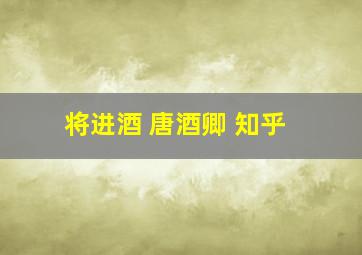 将进酒 唐酒卿 知乎